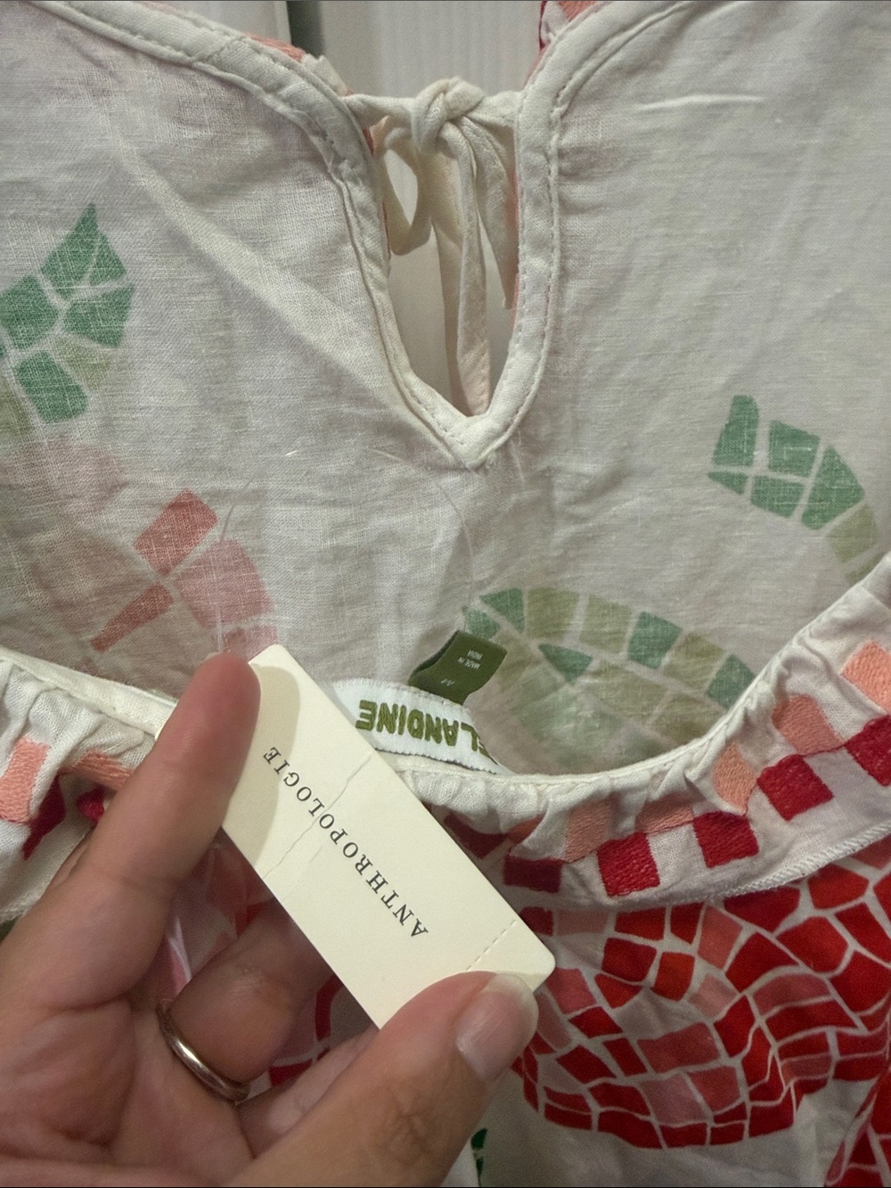 Anthropologie | Celandine embroidered open back mini strawberry dress NWT Sz M - Picture 7 of 9
